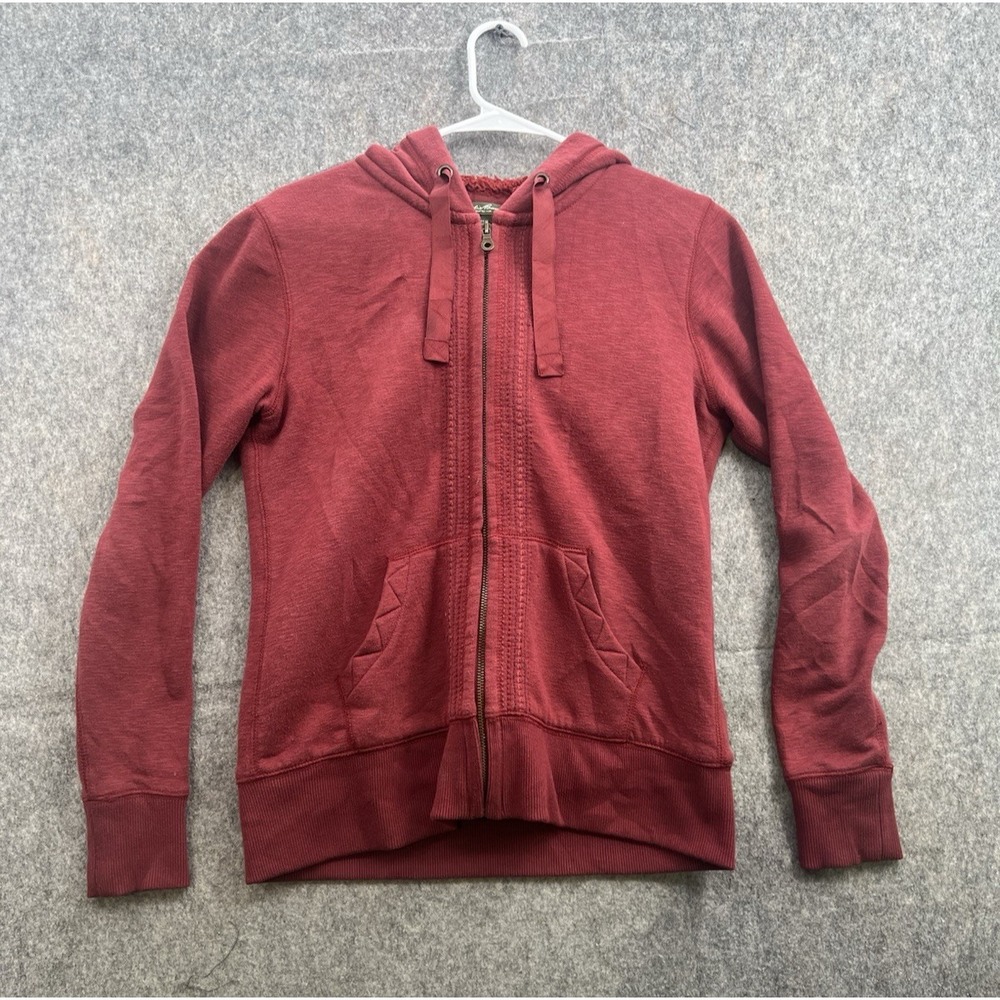 Eddie Bauer Men's Jacket Inner Fleece Red Full Zipper Hoodie Size Small